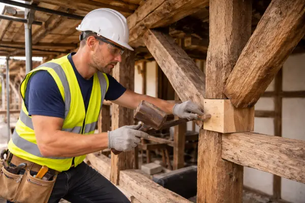 Level 2 NVQ Heritage Site Carpentry on a traditional construction site