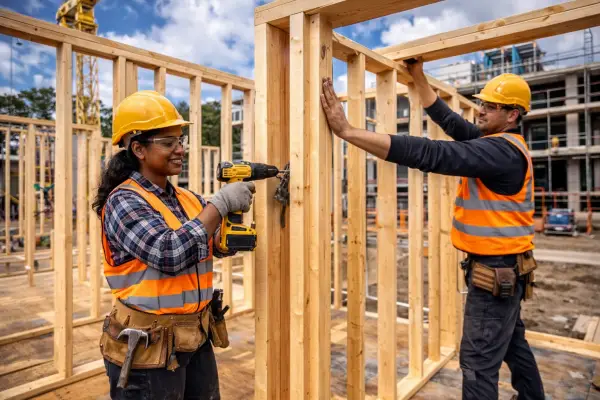 Level 2 NVQ Light Structural Timber Framing on a live construction site