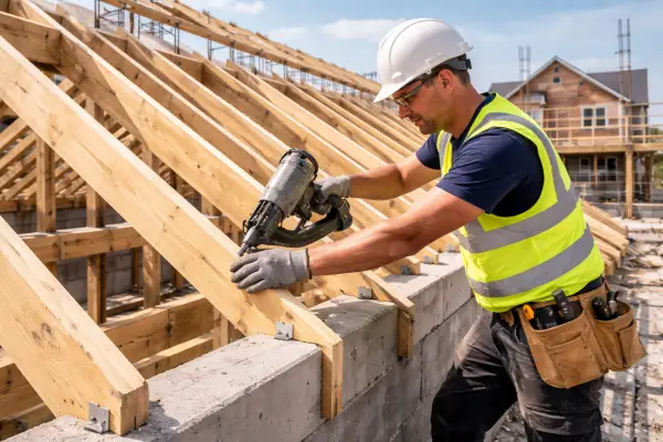 Level 2 NVQ Pre-assembled Roof Structure Installer on a live construction site