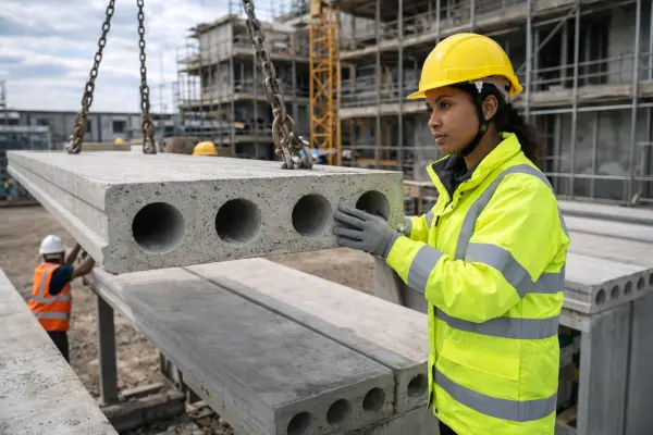 Level 2 NVQ Precast Concrete Flooring on a live construction site