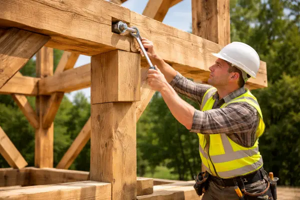 Level 2 NVQ Structural Post and Beam Carpentry on a live construction site