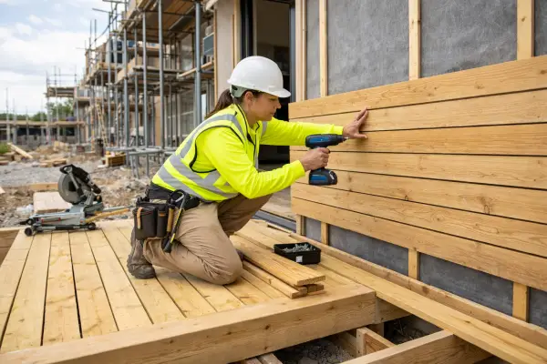 Level 2 NVQ Timber Decks and Cladding on a live construction site
